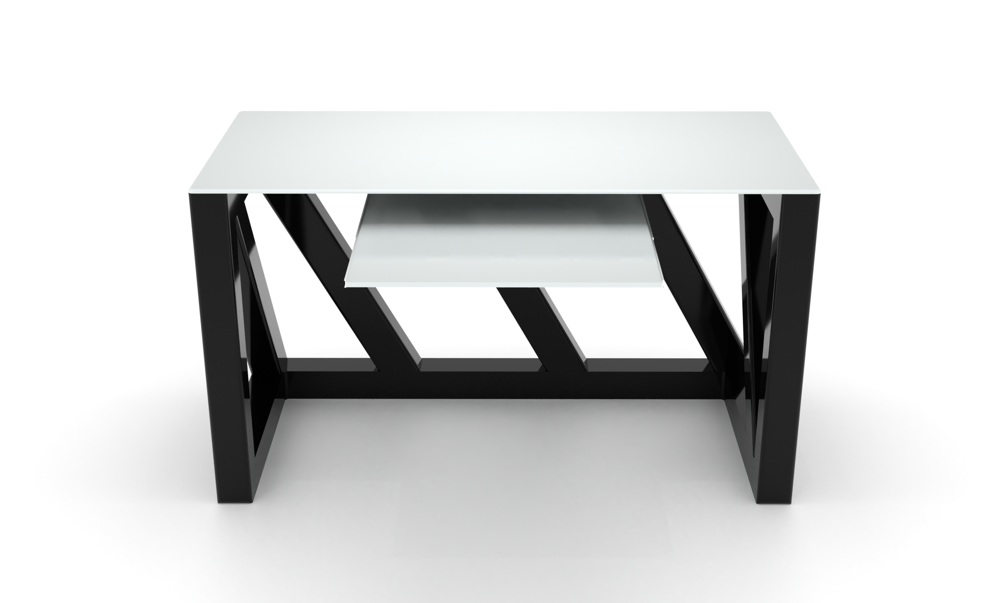 Скляний комп'ютерний стіл Сона white +. БЦ стол