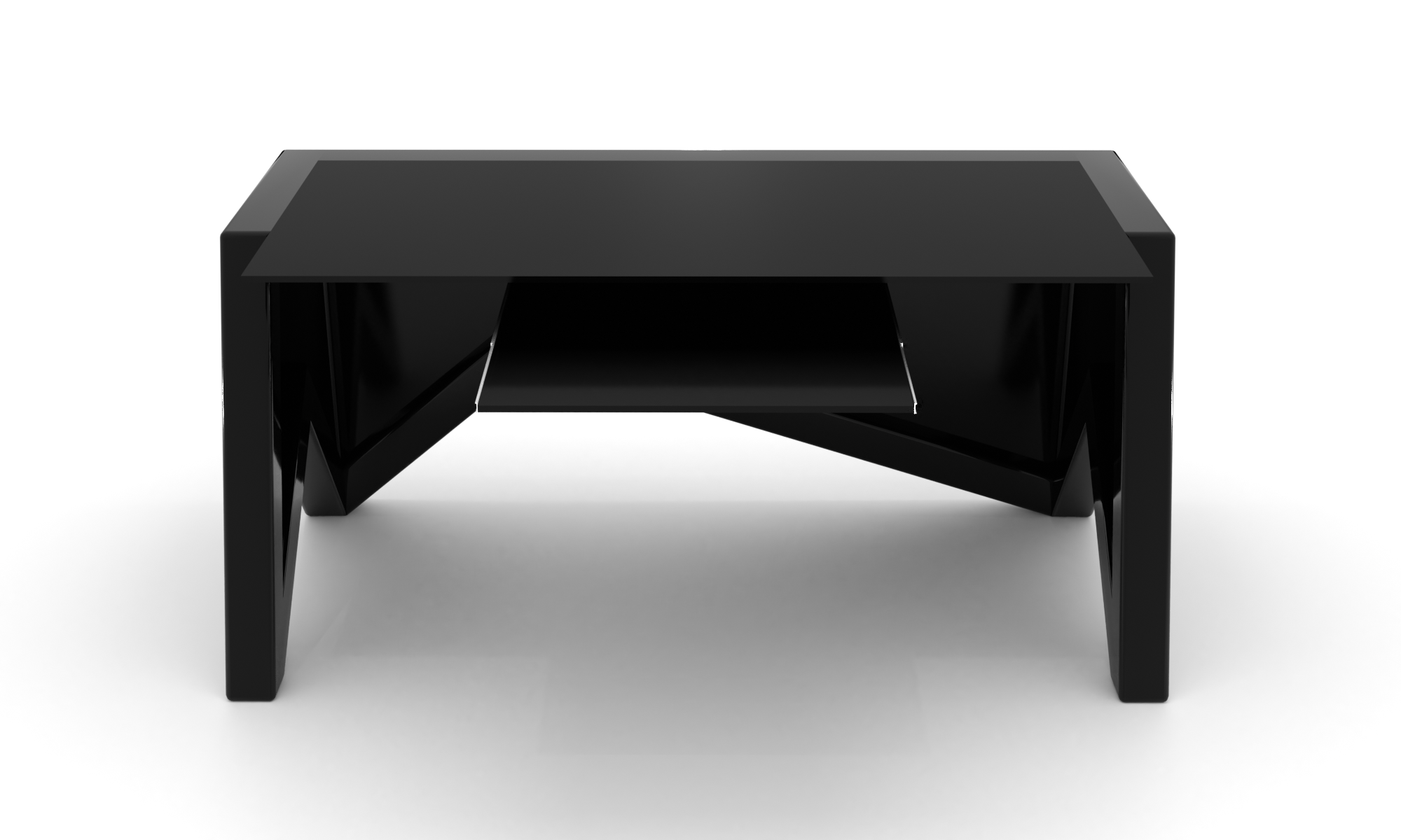 Скляний комп'ютерний стіл Тапе black +. БЦ стол