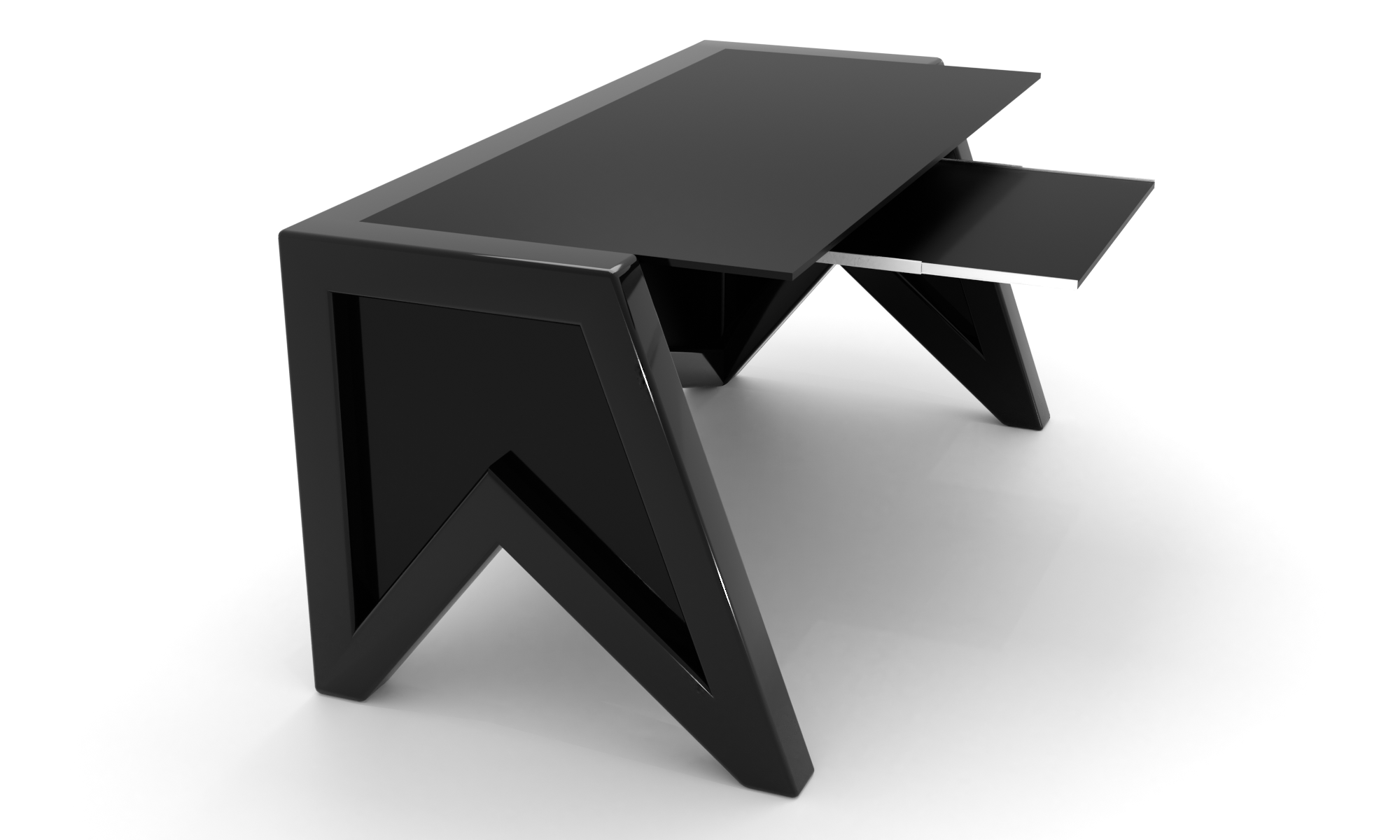 Скляний комп'ютерний стіл Тапе black +. БЦ стол